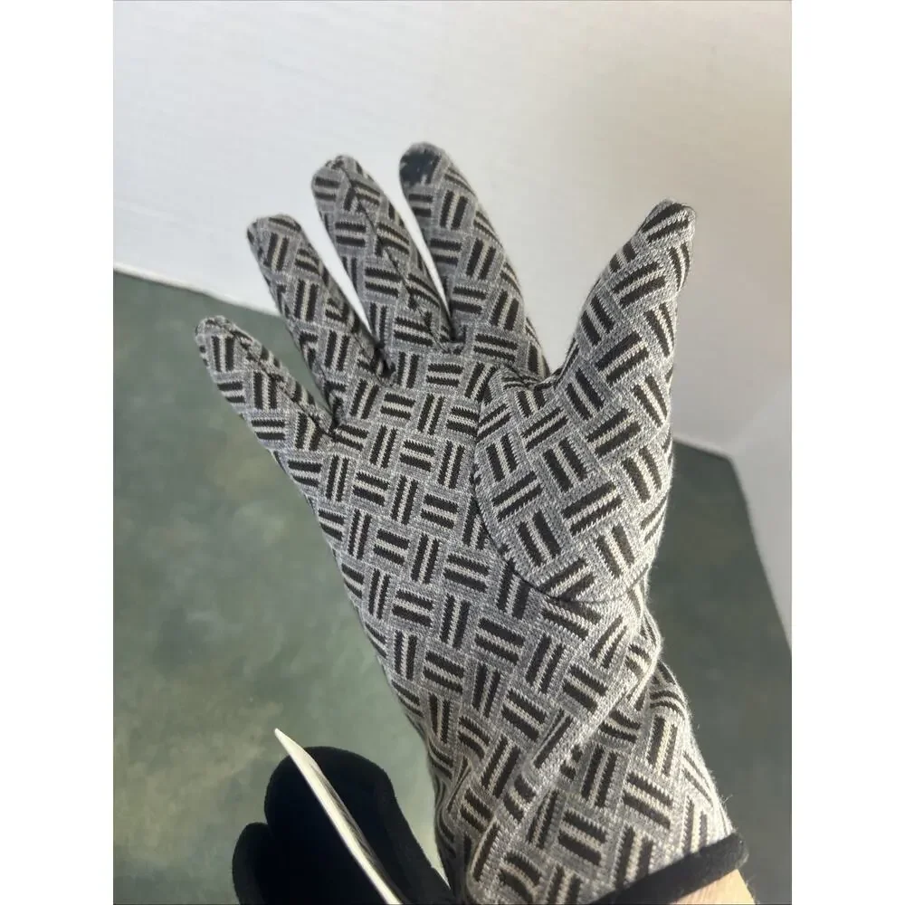 Fadivo New York Womens Touchscreen Gloves Gray Black Fleece Lined New Geometric